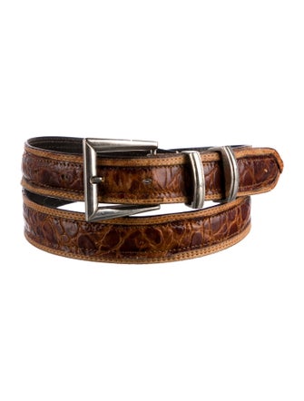 Gianni Versace Crocodile Leather Trim Embellishment Waist Belt