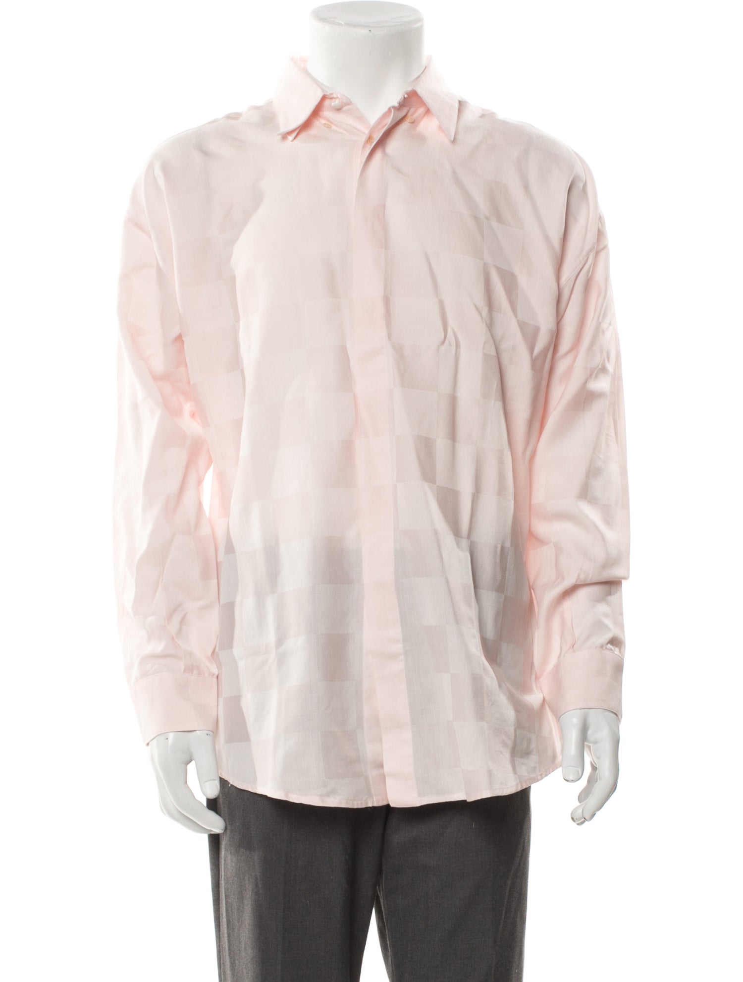 Gianni Versace Plaid Print Long Sleeve Dress Shirt