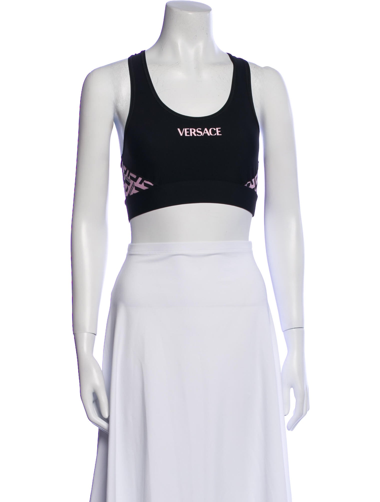 Gianni Versace Graphic Print Scoop Neck Crop Top