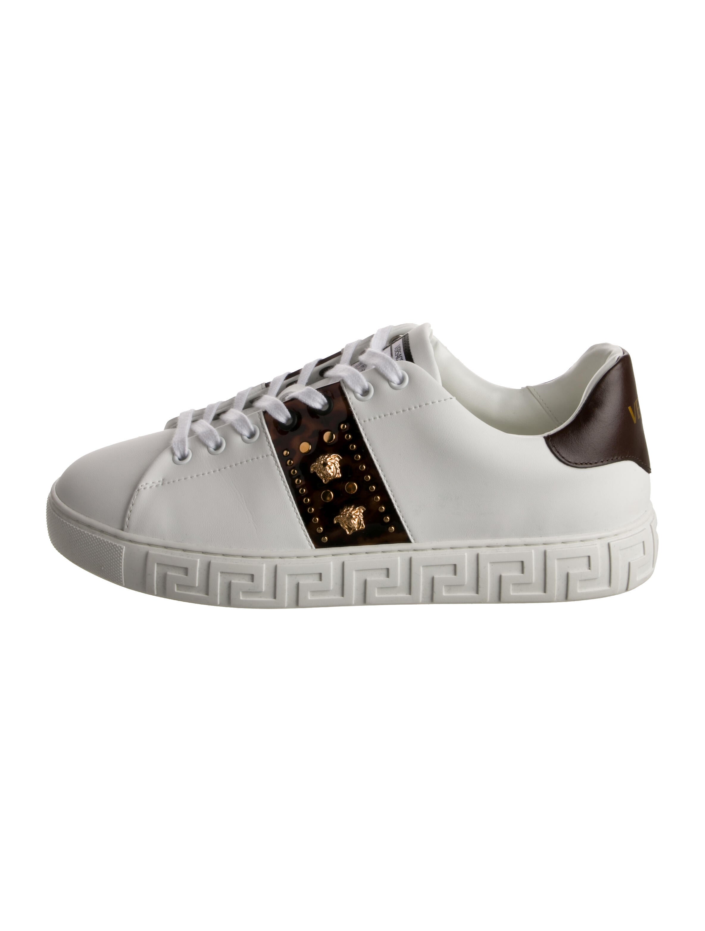 Gianni Versace Leather Colorblock Pattern Sneakers