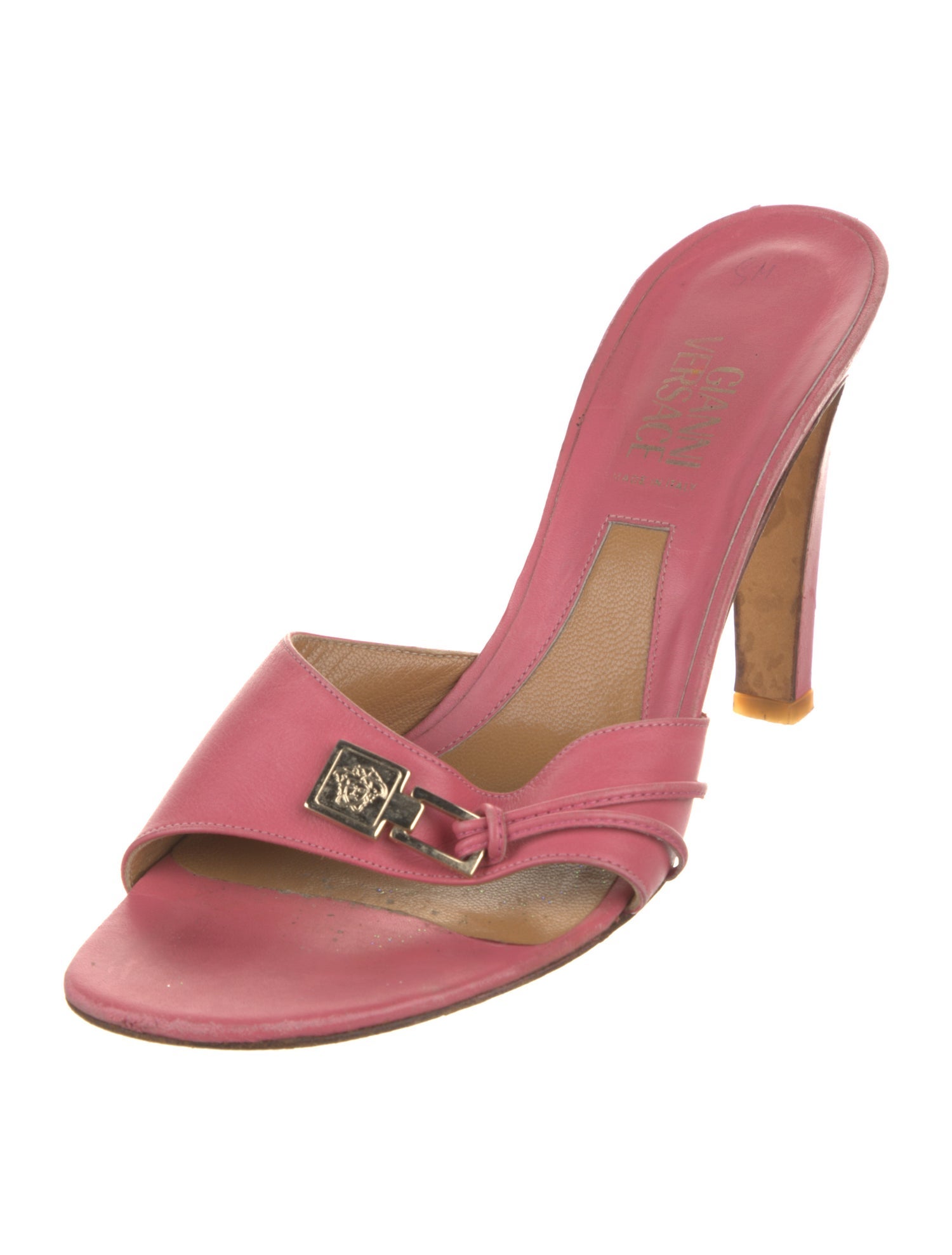 Gianni Versace Leather Printed Slides