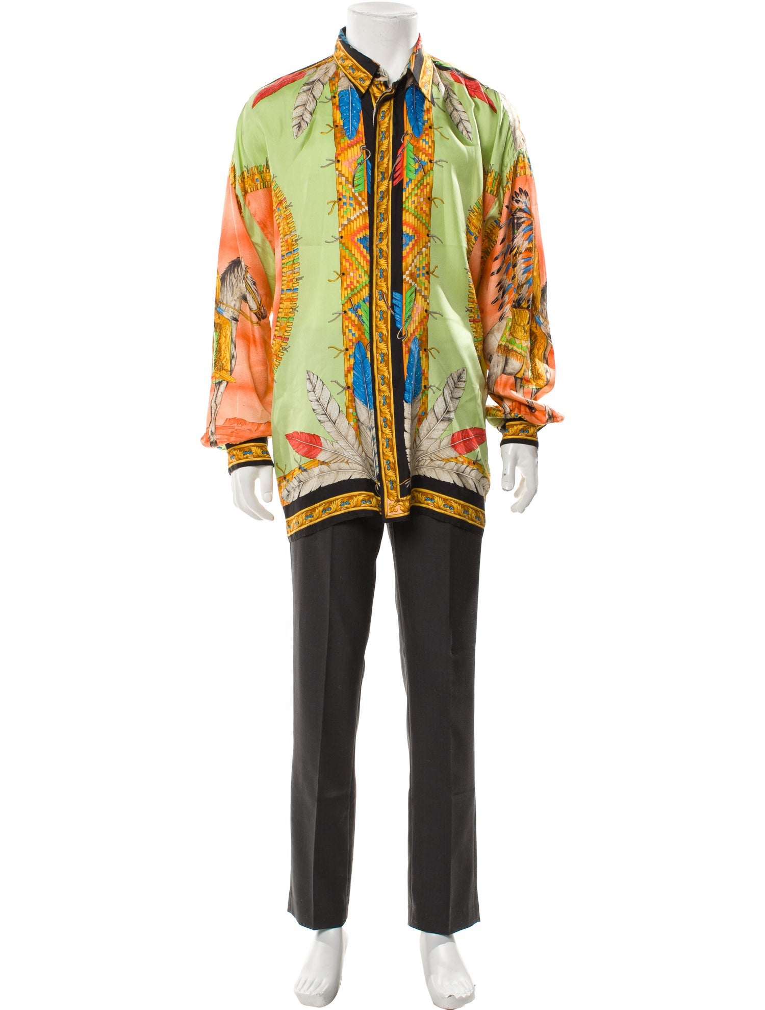 Gianni Versace Printed Long Sleeve Shirt