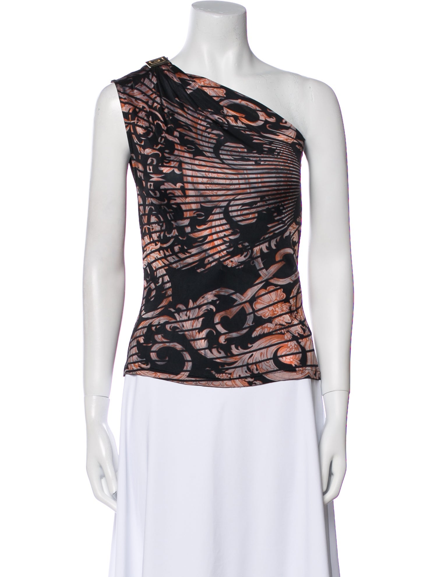 Gianni Versace Istante Collection Printed One-Shoulder Top