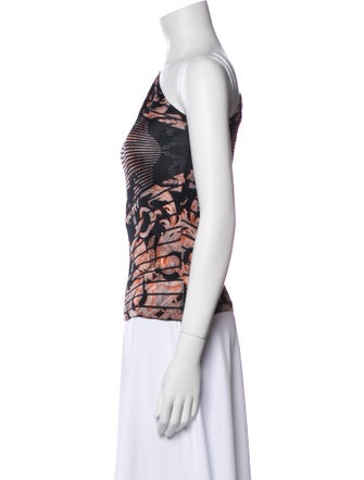 Gianni Versace Istante Collection Printed One-Shoulder Top