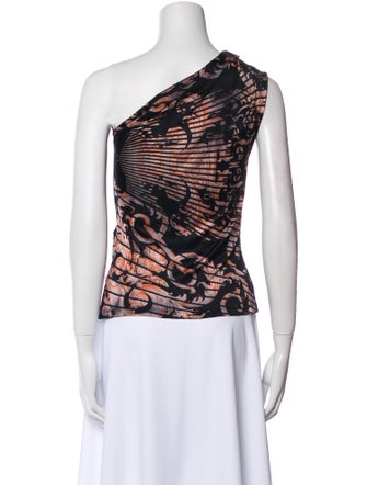 Gianni Versace Istante Collection Printed One-Shoulder Top
