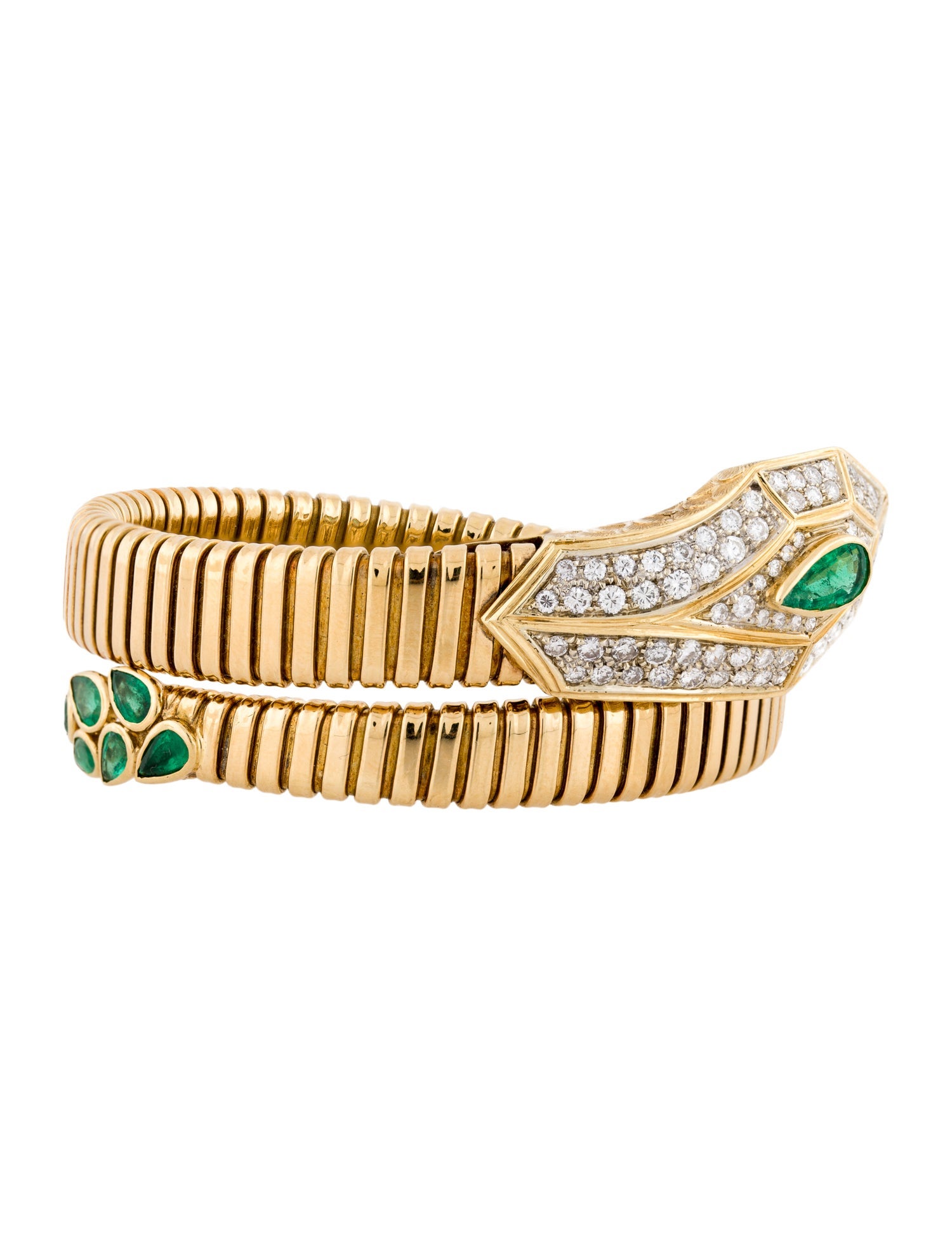 Assael 18K Emerald & Diamond Snake Cuff