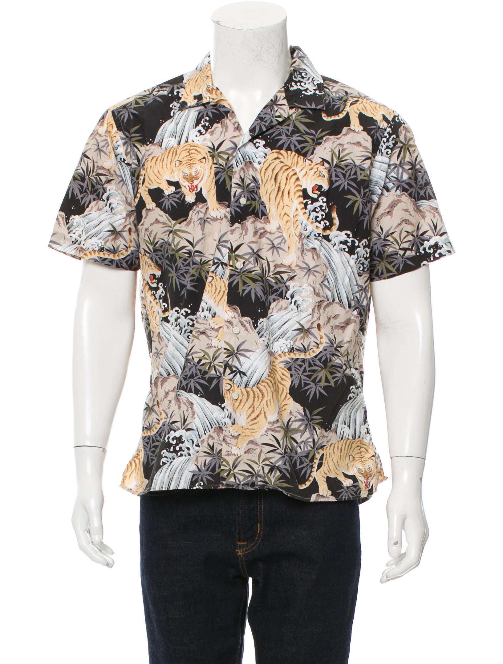 Gitman Brothers Tiger Print Button-Up Shirt