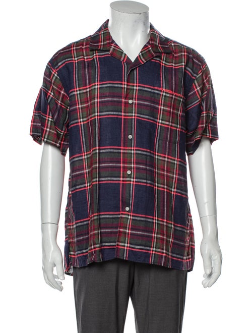 Gitman Brothers Linen Plaid Print Shirt Blue