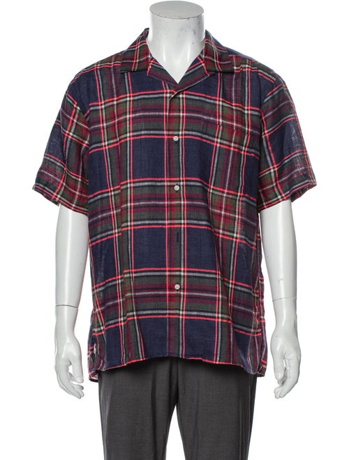 Gitman Brothers Linen Plaid Print Shirt Blue