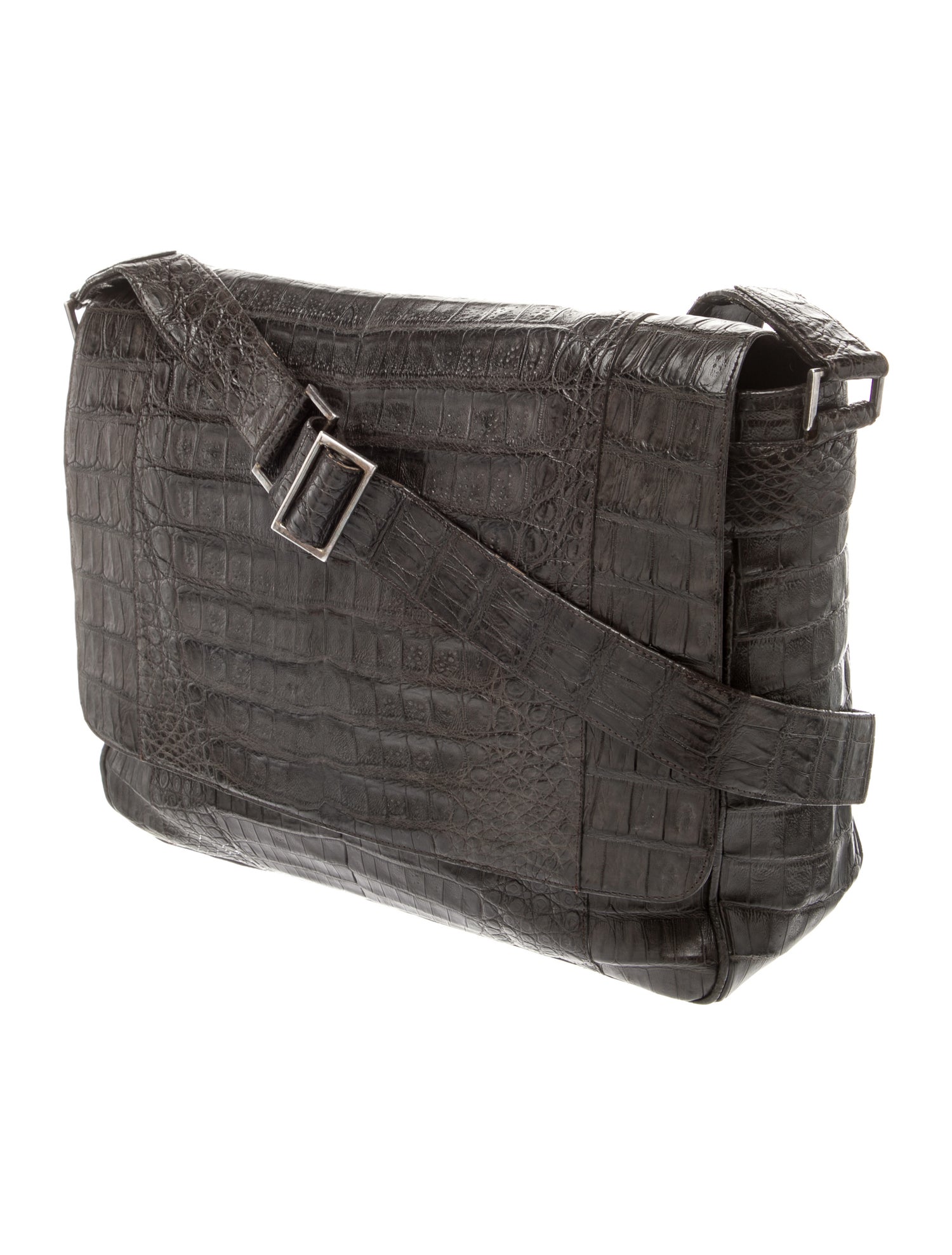 Santiago Gonzalez Embossed Leather Messenger Bag