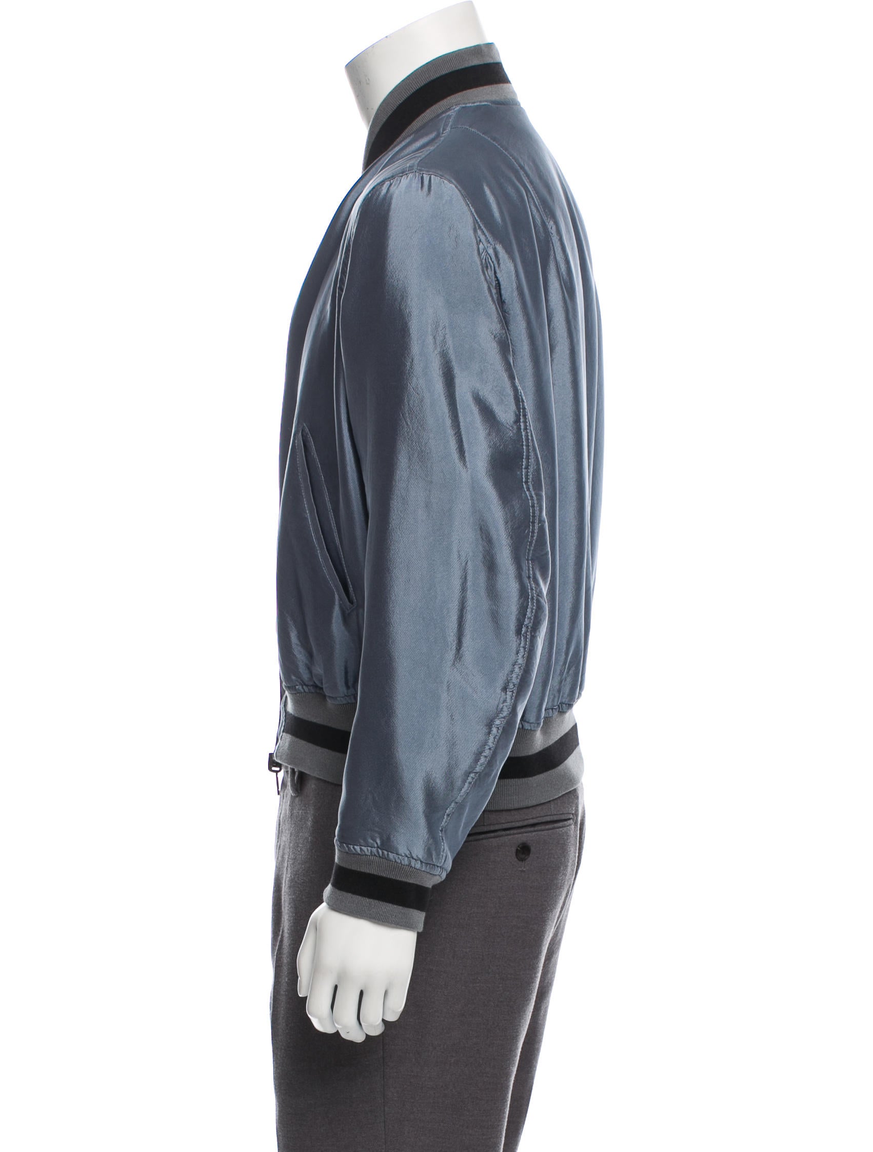 Haider Ackermann 2014 Reversible Silk Bomber Jacket - Blue
