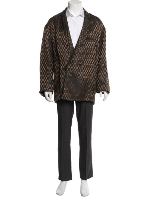 Haider Ackermann Linen Plaid Print Blazer