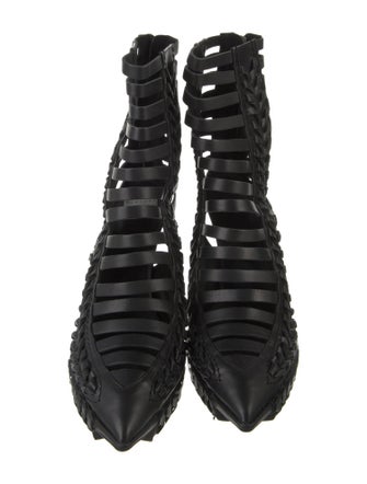 Haider Ackermann Leather Cutout Accent Lace-Up Boots