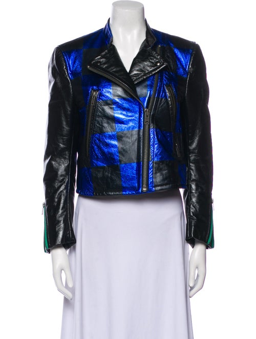 Haider Ackermann Leather Printed Biker Jacket