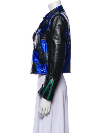 Haider Ackermann Leather Printed Biker Jacket