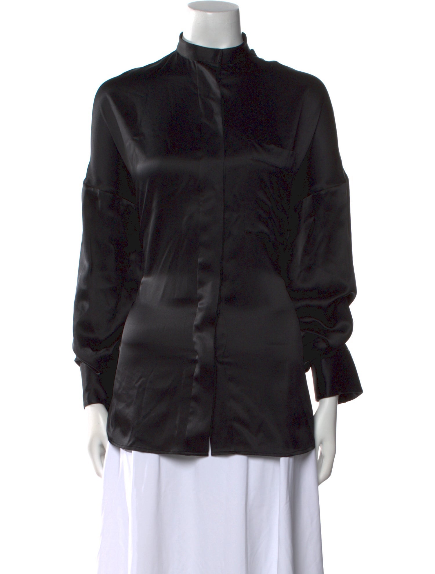 Haider Ackermann Silk Mock Neck Button-Up Top