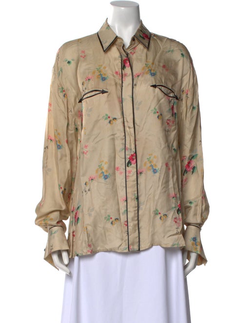 Haider Ackermann Floral Print Long Sleeve Button-Up Top