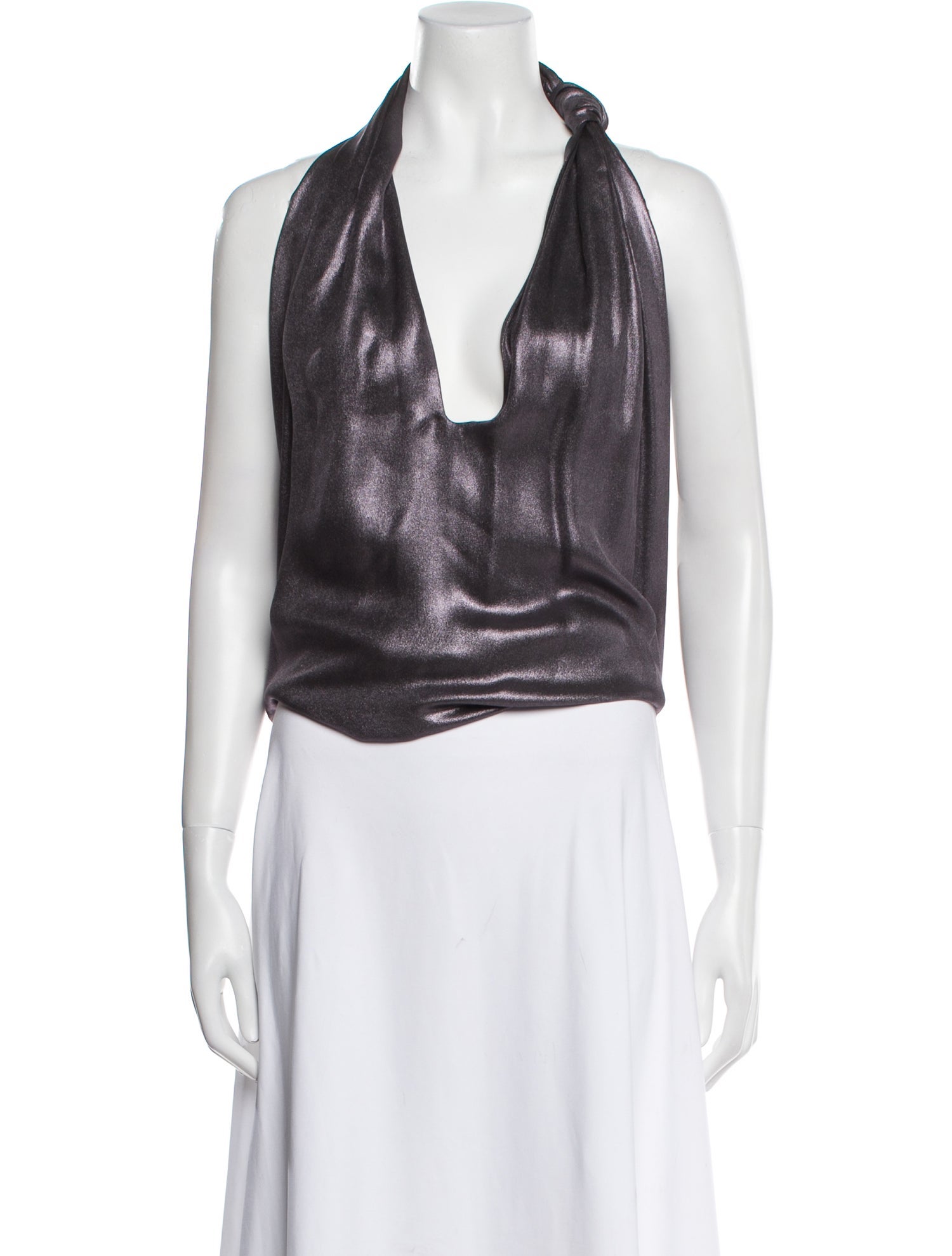 Haider Ackermann Silk Cowl Neck Crop Top
