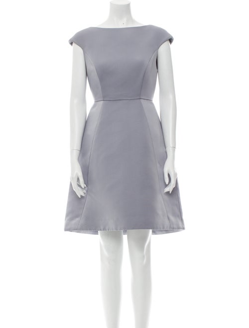 Halston Bateau Neckline Mini Dress Blue