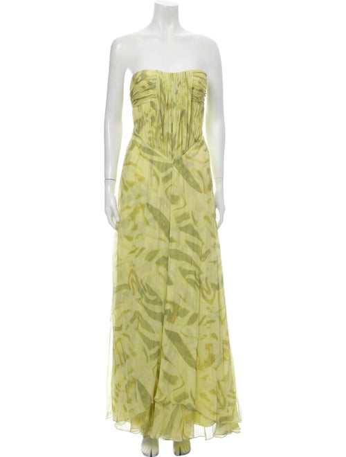 Halston Silk Long Dress Green