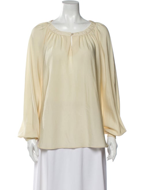 Halston Vintage Scoop Neck Blouse Yellow
