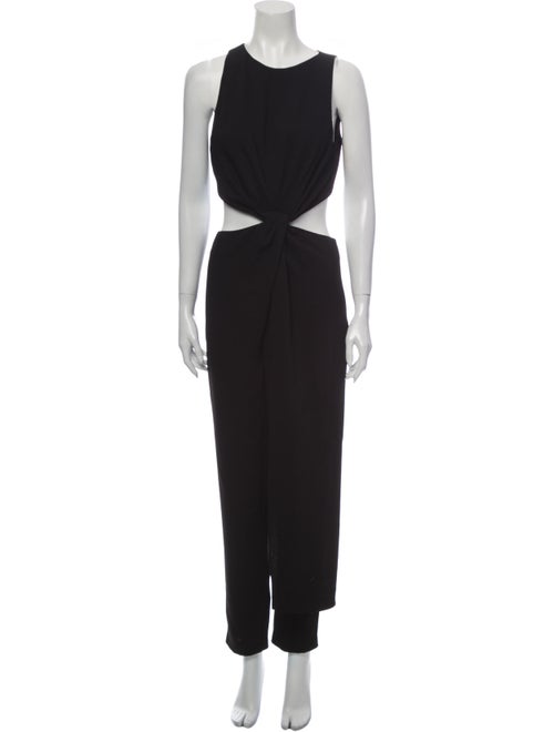 Halston Crew Neck Jumpsuit Black