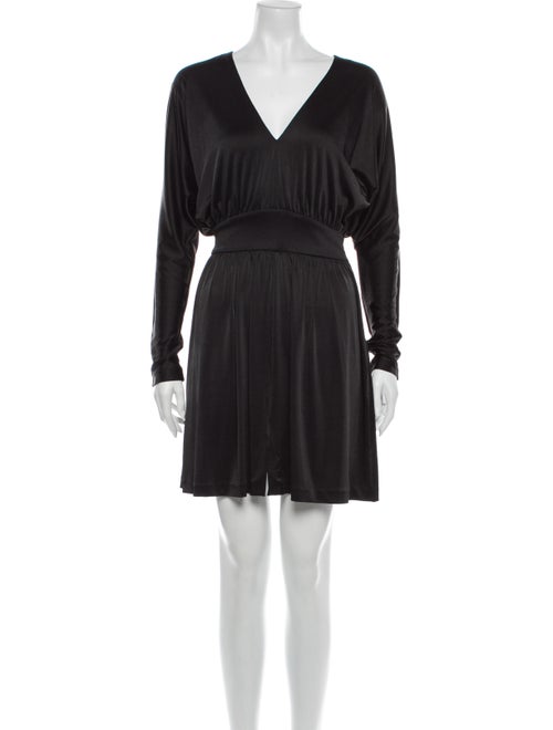 Halston V-Neck Mini Dress Black