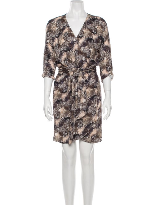 Halston Silk Mini Dress Brown