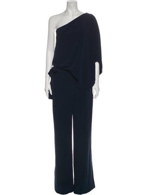 Halston One-Shoulder Jumpsuit Blue