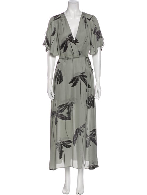 Halston Silk Long Dress Green