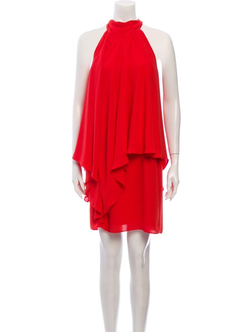 Halston Mock Neck Mini Dress Red Gem