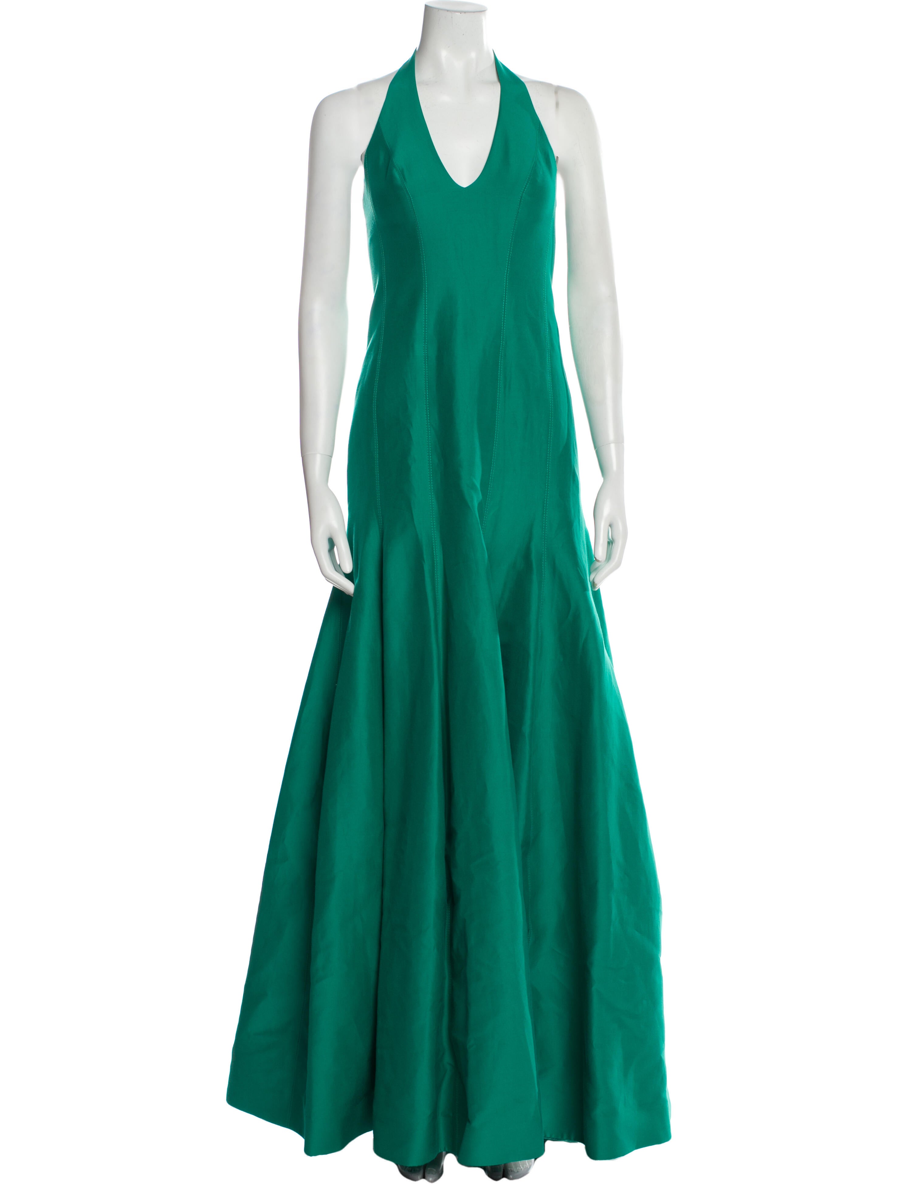 Halston Halterneck Long Dress - Green Dresses, Clothing