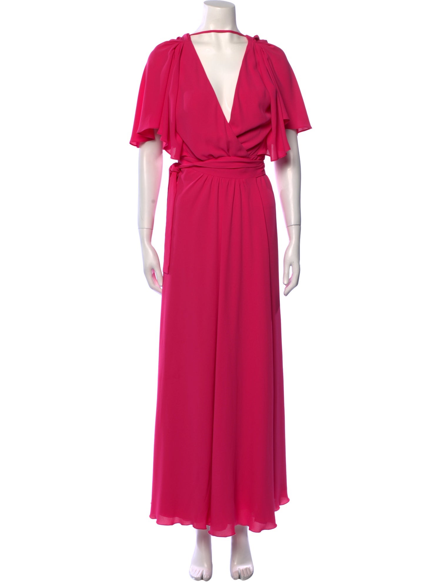 Halston V-Neck Long Dress