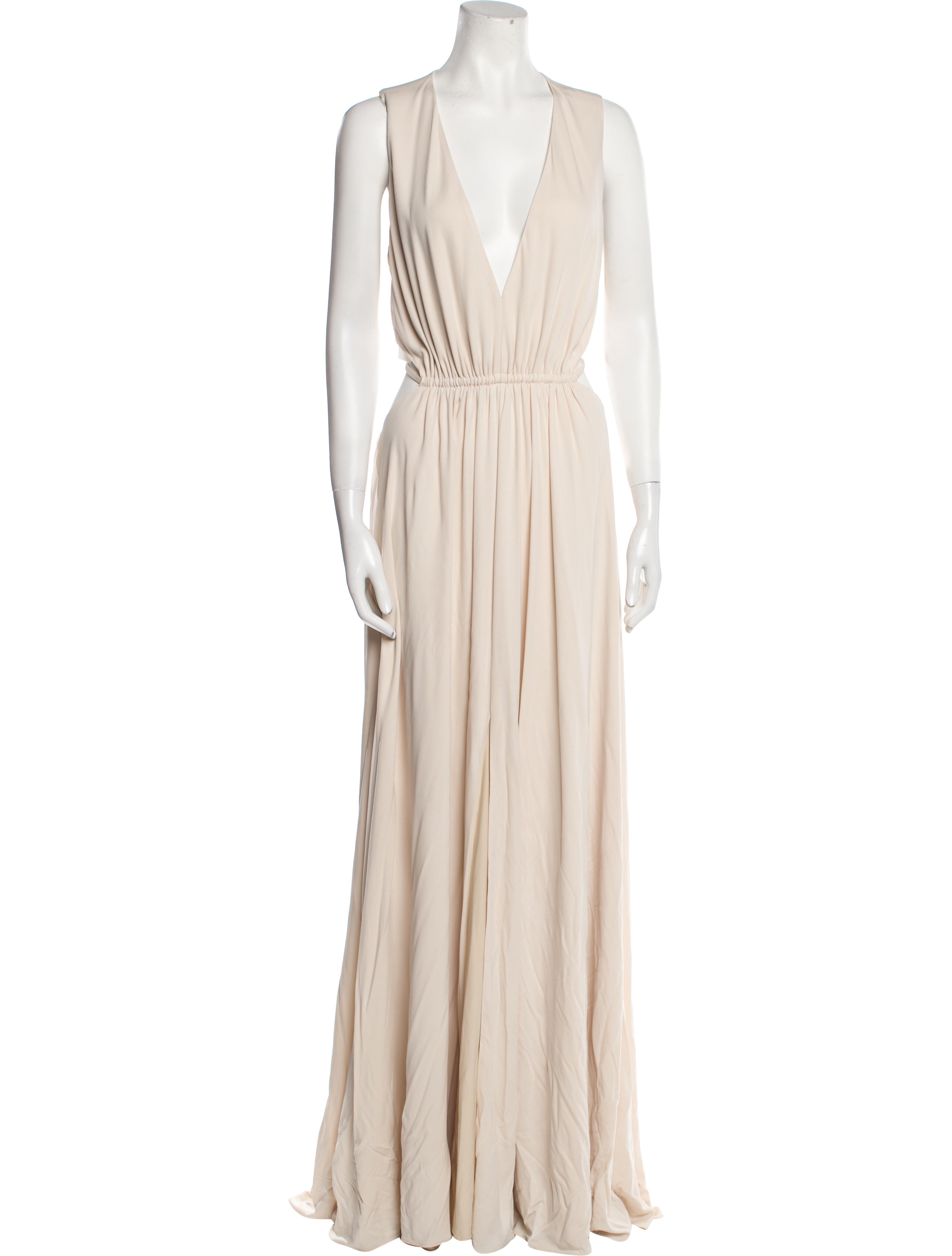 Halston V-Neck Long Dress