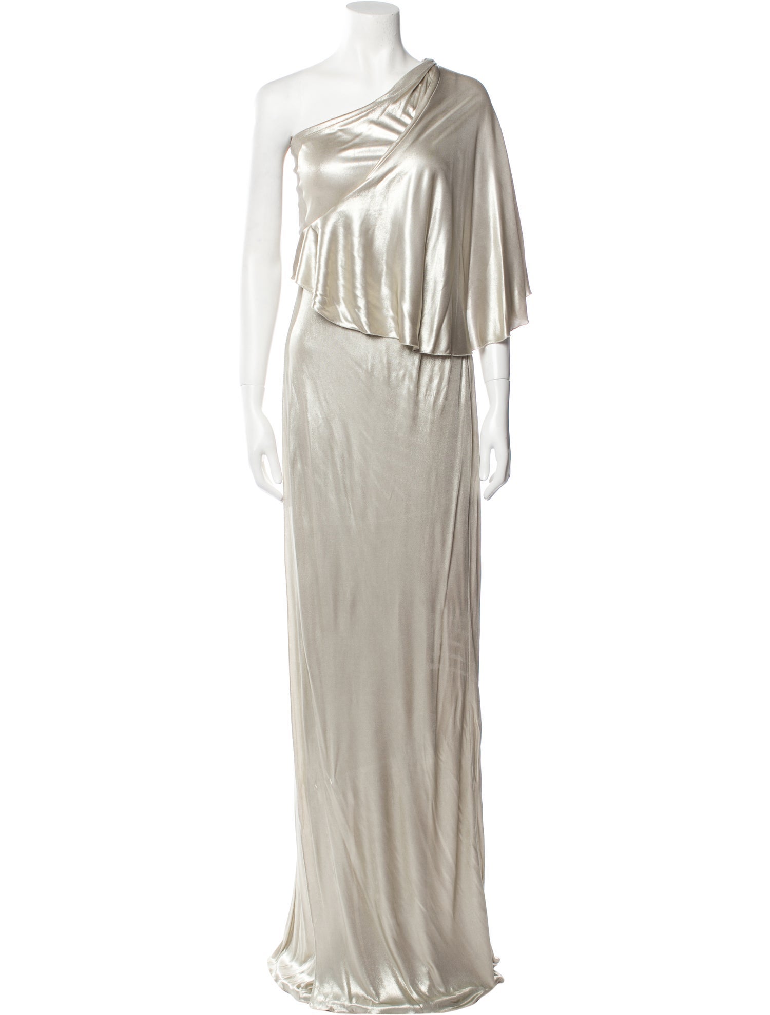 Halston One-Shoulder Long Dress