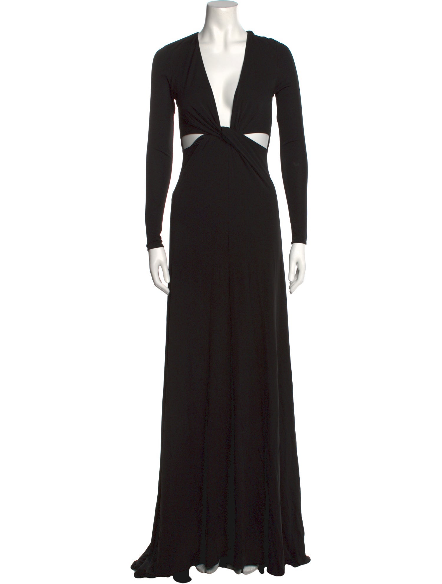Halston Plunge Neckline Long Dress