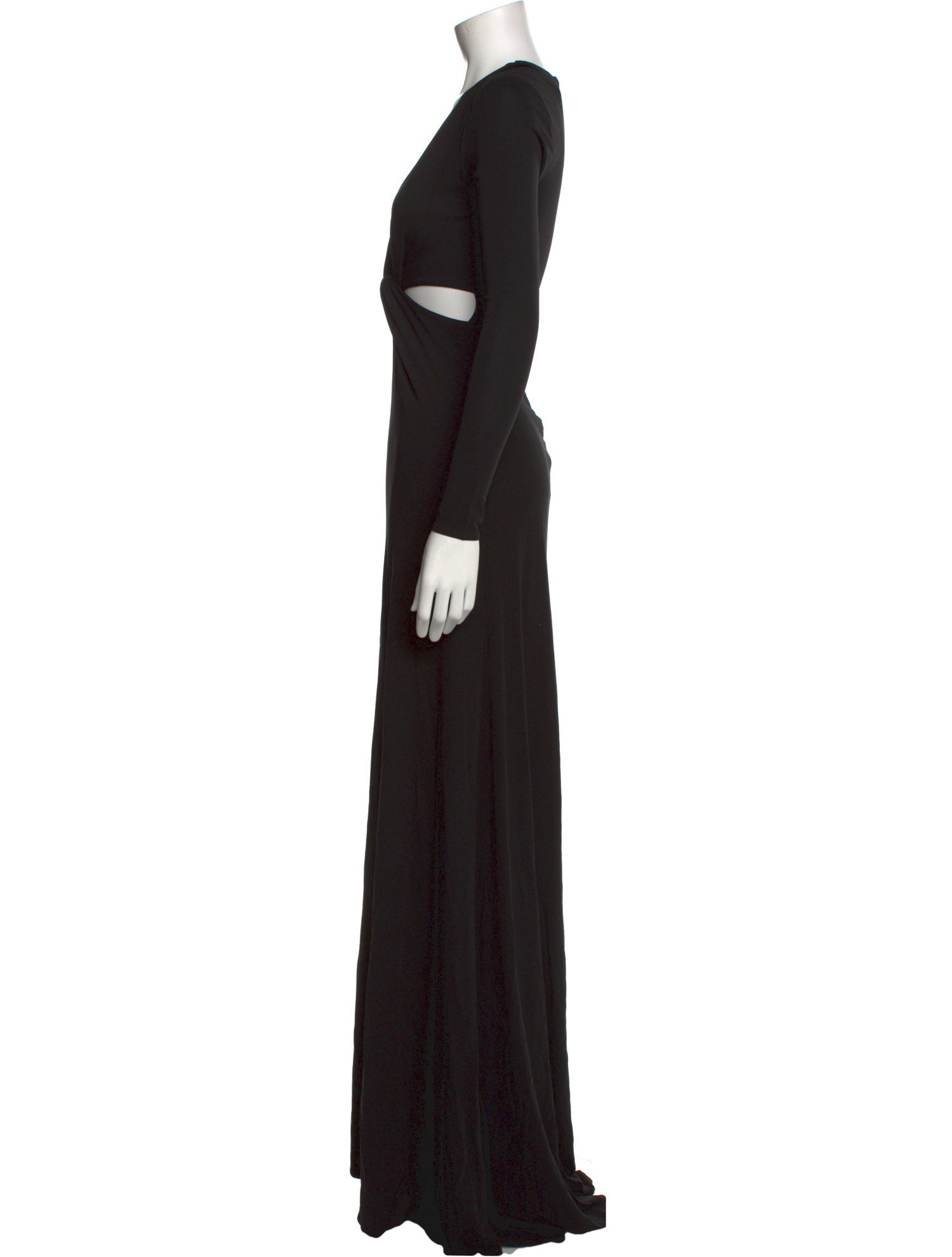 Halston Plunge Neckline Long Dress