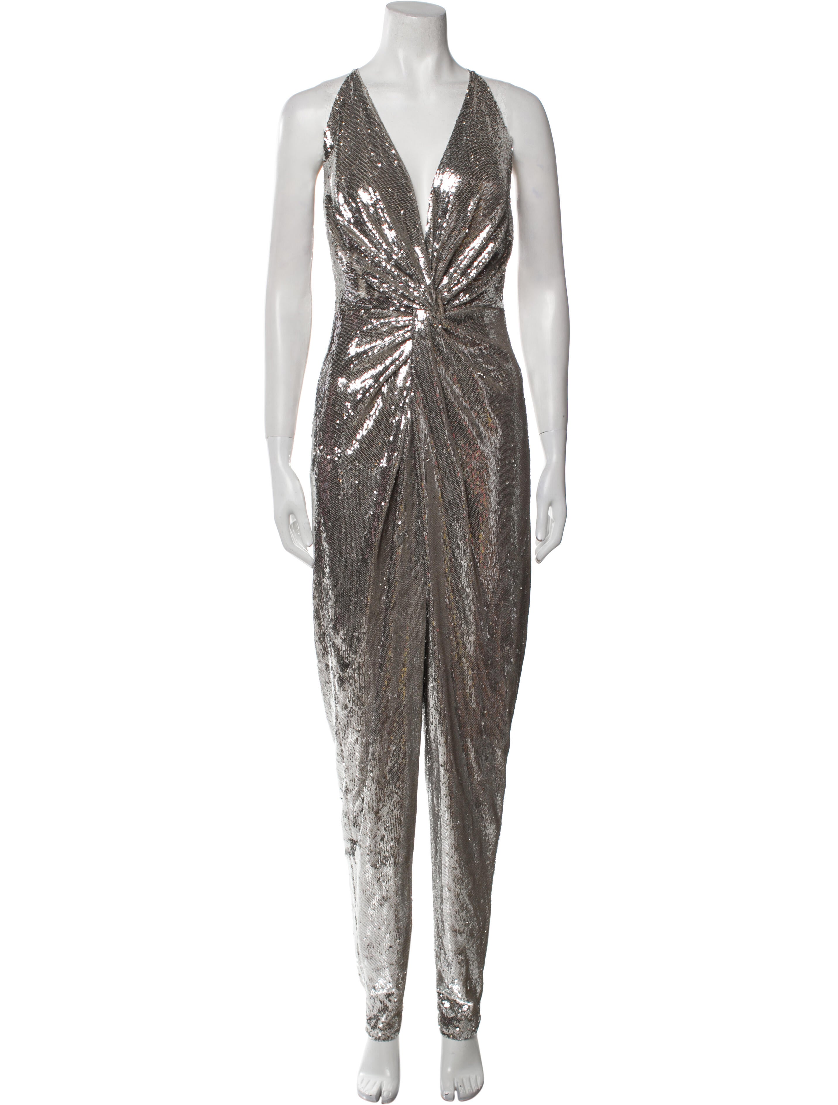 Halston Nylon Plunge Neckline Jumpsuit w/ Tags