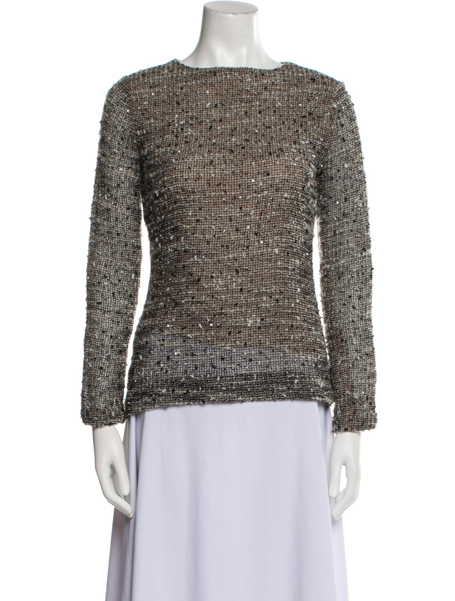 Halston Wool Bateau Neckline Sweater