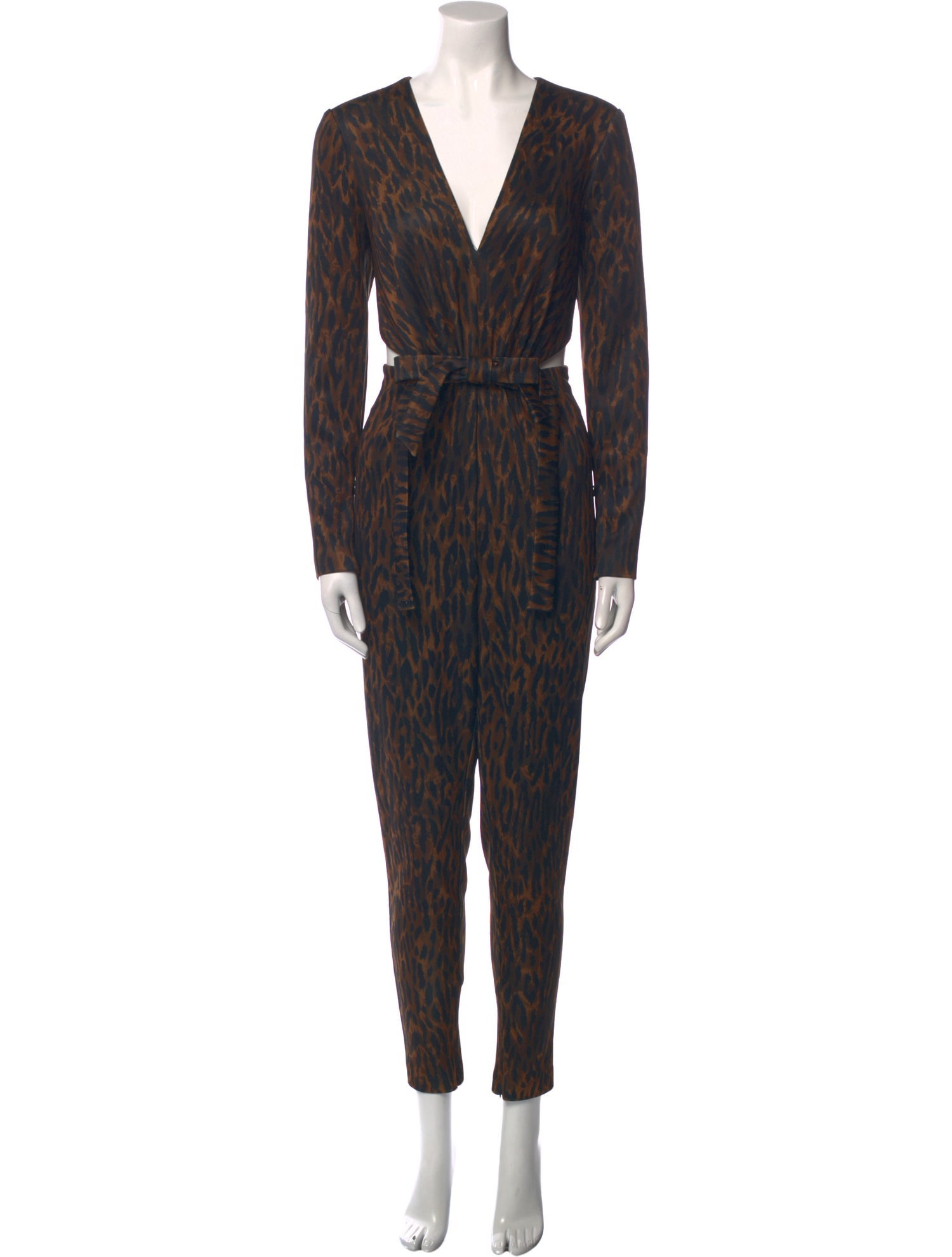 Halston Animal Print V-Neck Jumpsuit w/ Tags