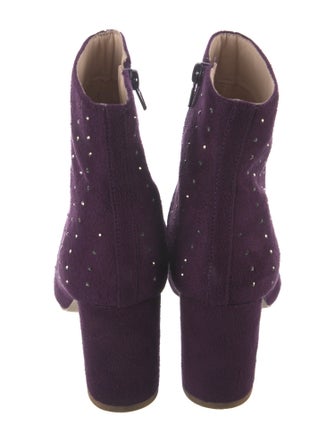 Halston Vegan Suede Crystal Embellishments Boots