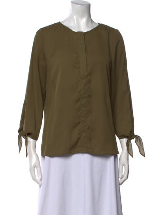 H by Halston Scoop Neck Three-Quarter Sleeve Blouse