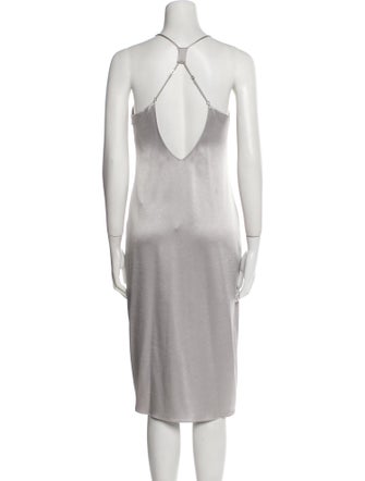 Halston V-Neck Midi Length Dress