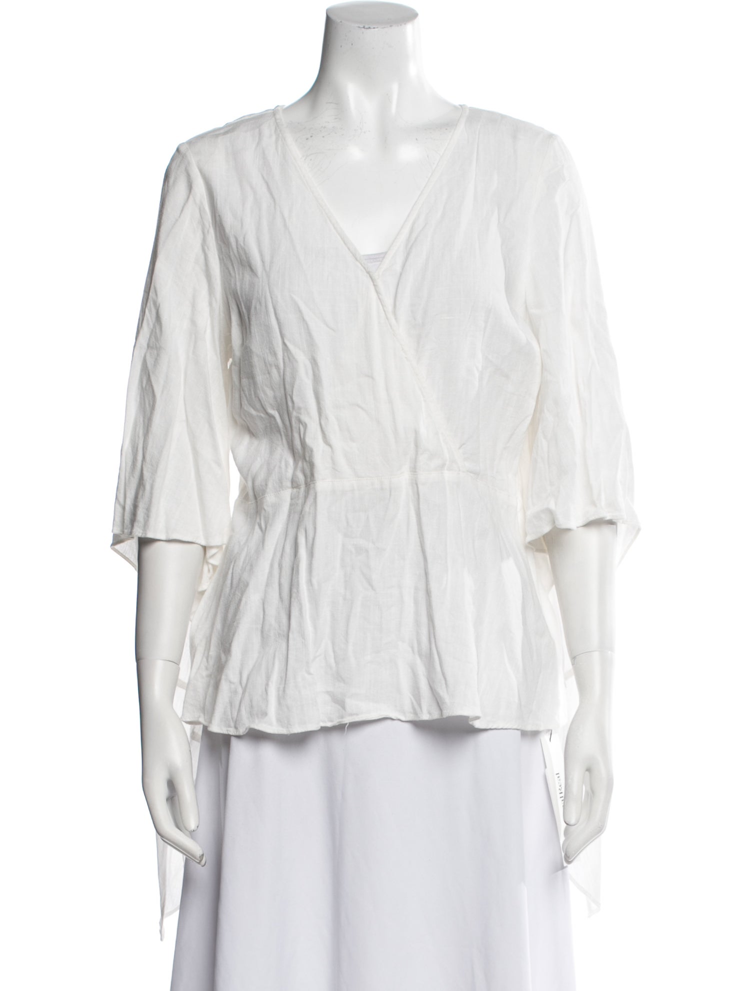Halston V-Neck Three-Quarter Sleeve Blouse