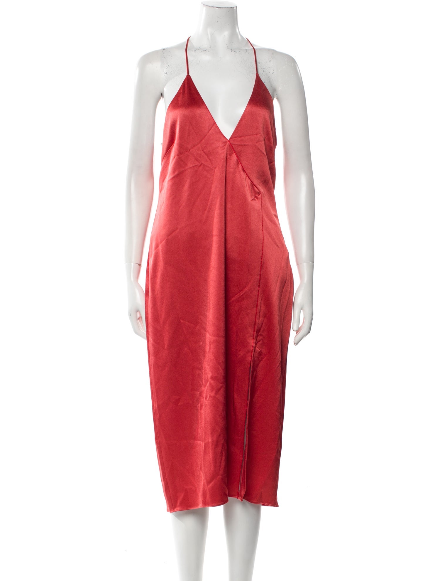 Halston V-Neck Midi Length Dress