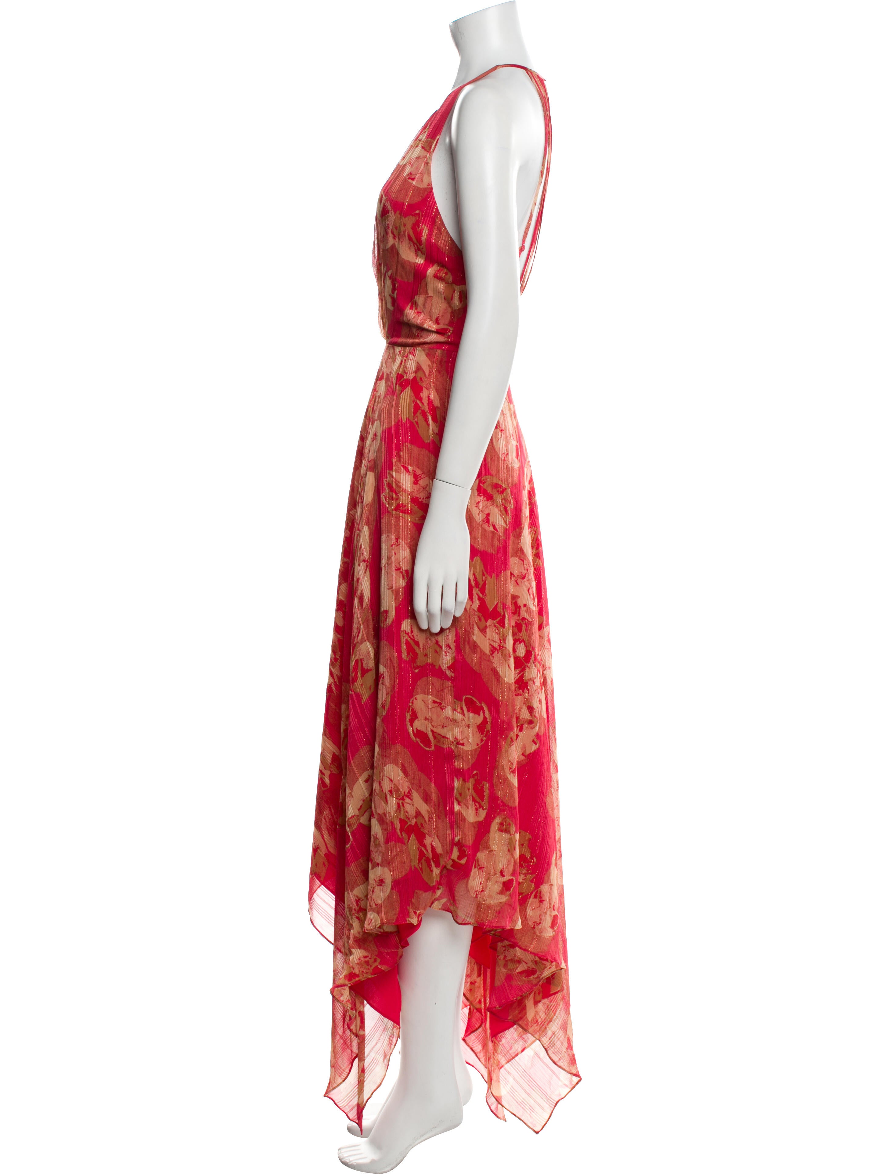 Halston Printed Long Dress w/ Tags