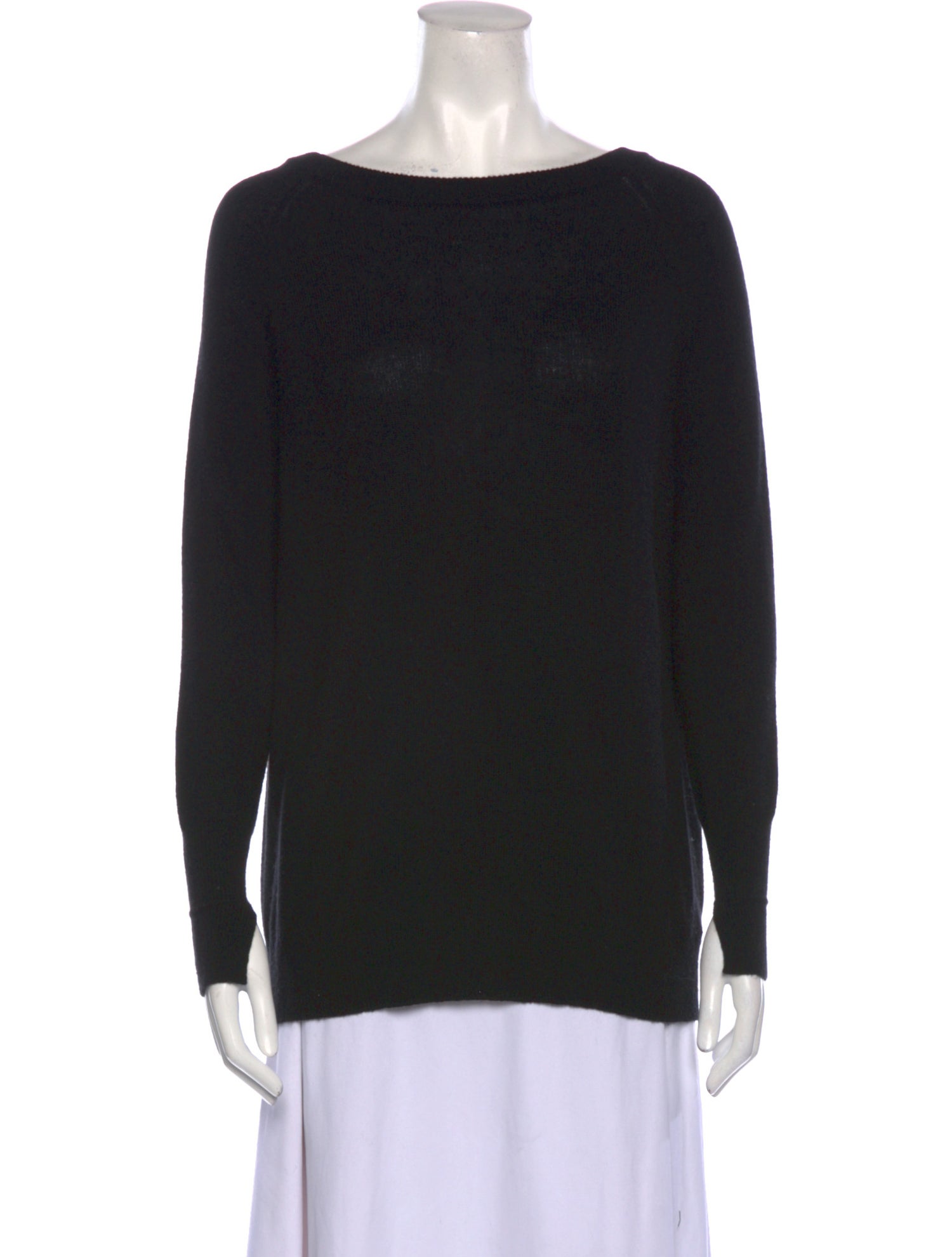 Halston Merino Wool Bateau Neckline Sweater