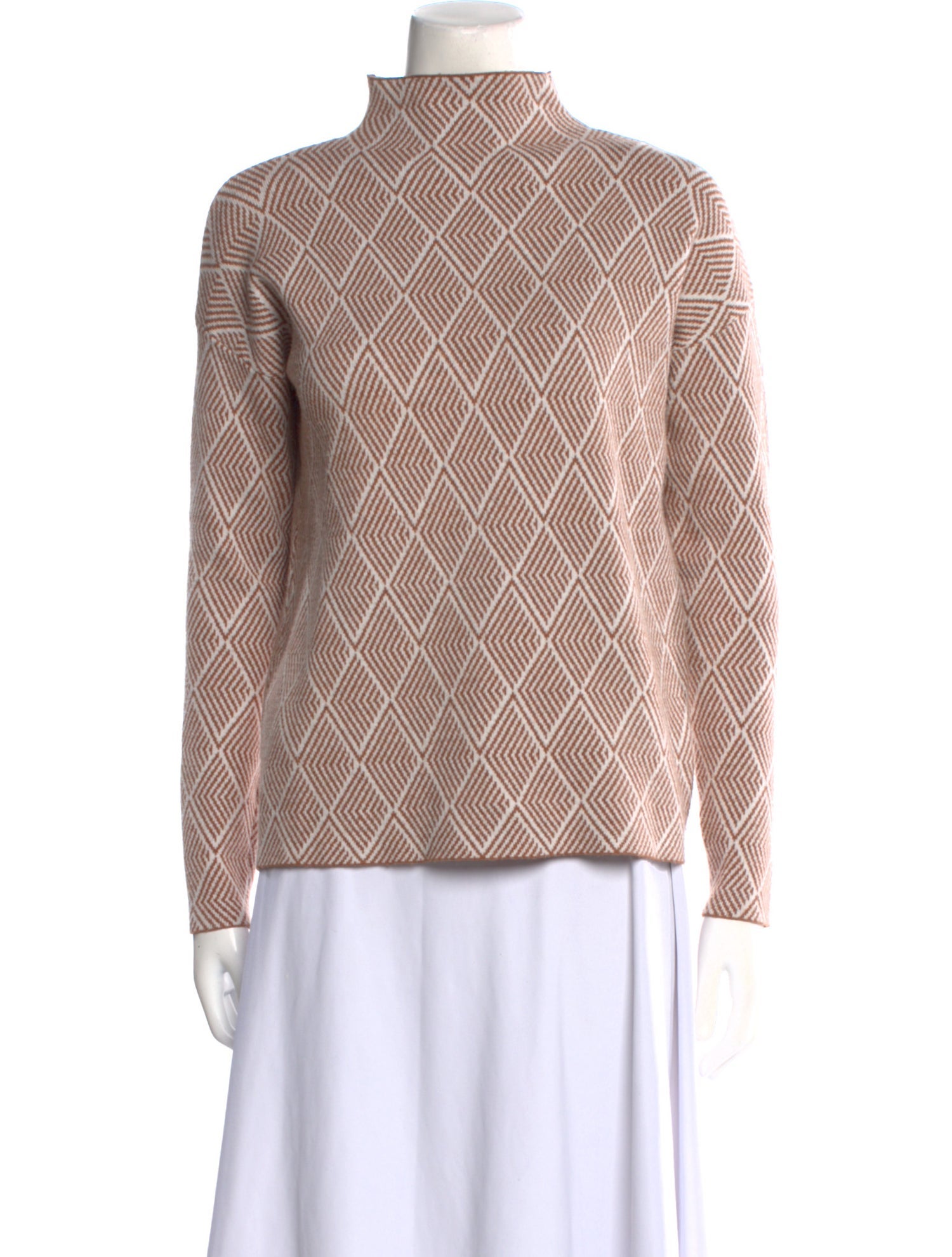 Halston Plaid Print Mock Neck Sweater