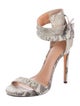 Halston Leather Animal Print Sandals