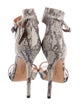 Halston Leather Animal Print Sandals